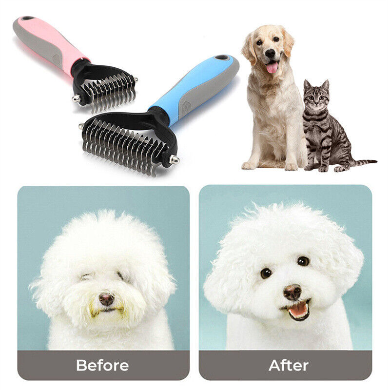 Pet Grooming Brush & Deshedding Tool – 2-Sided Dematting Comb for pet. - BARK&BLİSS