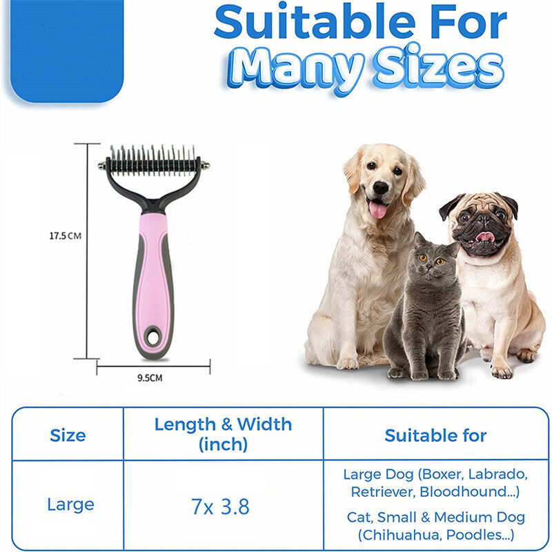 Pet Grooming Brush & Deshedding Tool – 2-Sided Dematting Comb for pet. - BARK&BLİSS